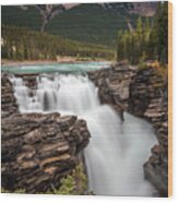 Athabasca Falls On The Icefield Parkway Wood Print