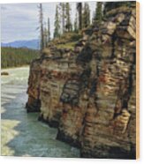 Athabasca Falls Rock Formation Wood Print