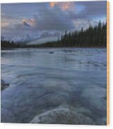Athabasca River Sunrise Wood Print