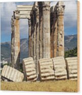 Athens Olympieion Wood Print