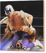 Atlantis Attempts To Pin Dr. Wagner Jr.  - Lucha Libre Blur Wood Print