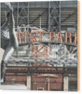 Att Ballpark With Juan Marichal Statue Wood Print