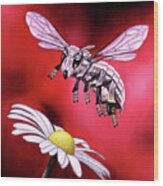 Attack Of The Silver Bee Wood Print