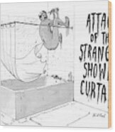 Attack Of The Strangers Shower Curtain Wood Print