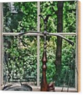 Attorney - Scales Of Justice In The Window Wood Print