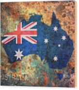 Australia Flag Map Wood Print