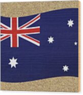 Australian Flag On Sand By Kaye Menner Wood Print