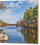 Autumn At The Pond Wood Print