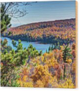 Autumn Colors Overlooking Lax Lake Tettegouche State Park Ii Wood Print