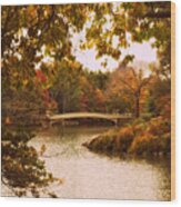 Autumn Crescendo At Bow Bridge Wood Print