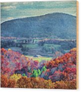 Autumn Fall Colors - Blue Ridge Farm Barn Ap Wood Print