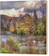 Autumn River In Vermont Wood Print