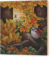 Autumn Sparrow Wood Print