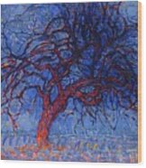 Avond Evening The Red Tree Piet Mondrian Wood Print