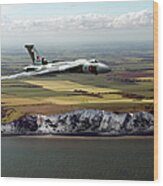Avro Vulcan Over The White Cliffs Of Dover Wood Print
