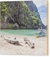 Awesome Beach In The Stunning Bacuit Archipelago In El Nido Wood Print