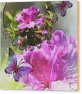 Azalea And Butterflies Wood Print