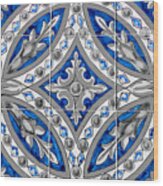 Azulejo - Blue Floral Decoration Wood Print