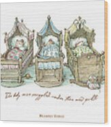The Brambly Hedge Baby Mice Snuggle In Their Cots Wood Print
