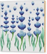 Baby Room Decor Watercolor Magic Blue Flowers Garden Wood Print