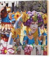 Bacchus Mardis Gras Float Wood Print