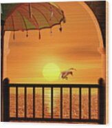 Balcony To The Sunset Wood Print