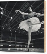 Ballerina In The White Tutu Wood Print