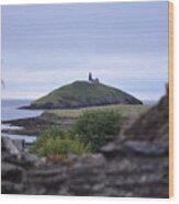 Ballycotton Ireland Lighthouse Through Village Stone Wall County Cork Wood Print