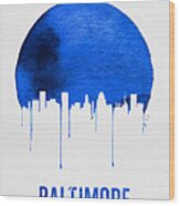 Baltimore Skyline Blue Wood Print