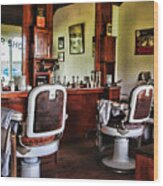 Barber - Two Chairs No Waiting Wood Print
