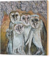 Barn Owl Chicks In Cave Wood Print