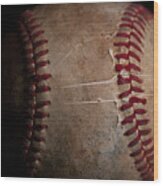 Baseball Closeup Wood Print