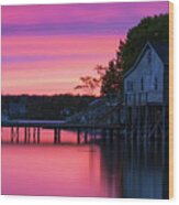 Bass Harbor Sunset Wood Print