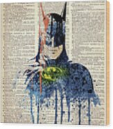 Batman On Dictionary Wood Print