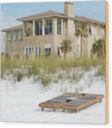 Beach House Vacation Home Above Sand Dunes Destin Florida Wood Print