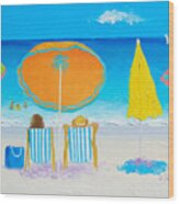 Beach Painting - Sun Filled Days Wood Print