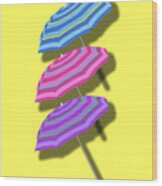 Beach Umbrellas Design Wood Print