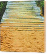 Beach  Walkway Wood Print