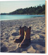 Beached Boots Wood Print