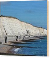 Beaches Under The Cliffs At Brighton Wood Print
