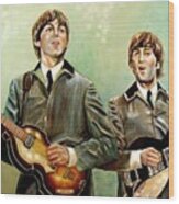 Beatles Paul And John Wood Print