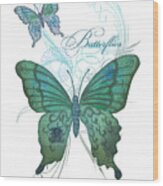 Beautiful Butterflies N Swirls Modern Style Wood Print