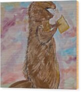 Beaver Eating A Grilled Cheese Sandwich Wood Print