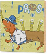 Beer Dachshund Dog Wood Print