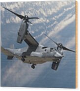 Bell Boeing Osprey V-22 Helicopter Close Up View Flying Wood Print