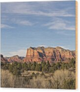 Bell Rock Morning Panorama - Sedona Arizona Wood Print