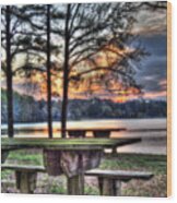 Bench By Lake Wood Print