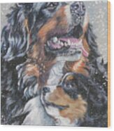 Bernese Mountain Dog With Pup Wood Print