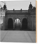 Bethesda Terrace In Central Park - Bw Wood Print