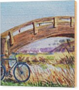Bicycle Bridge Marina Wood Print